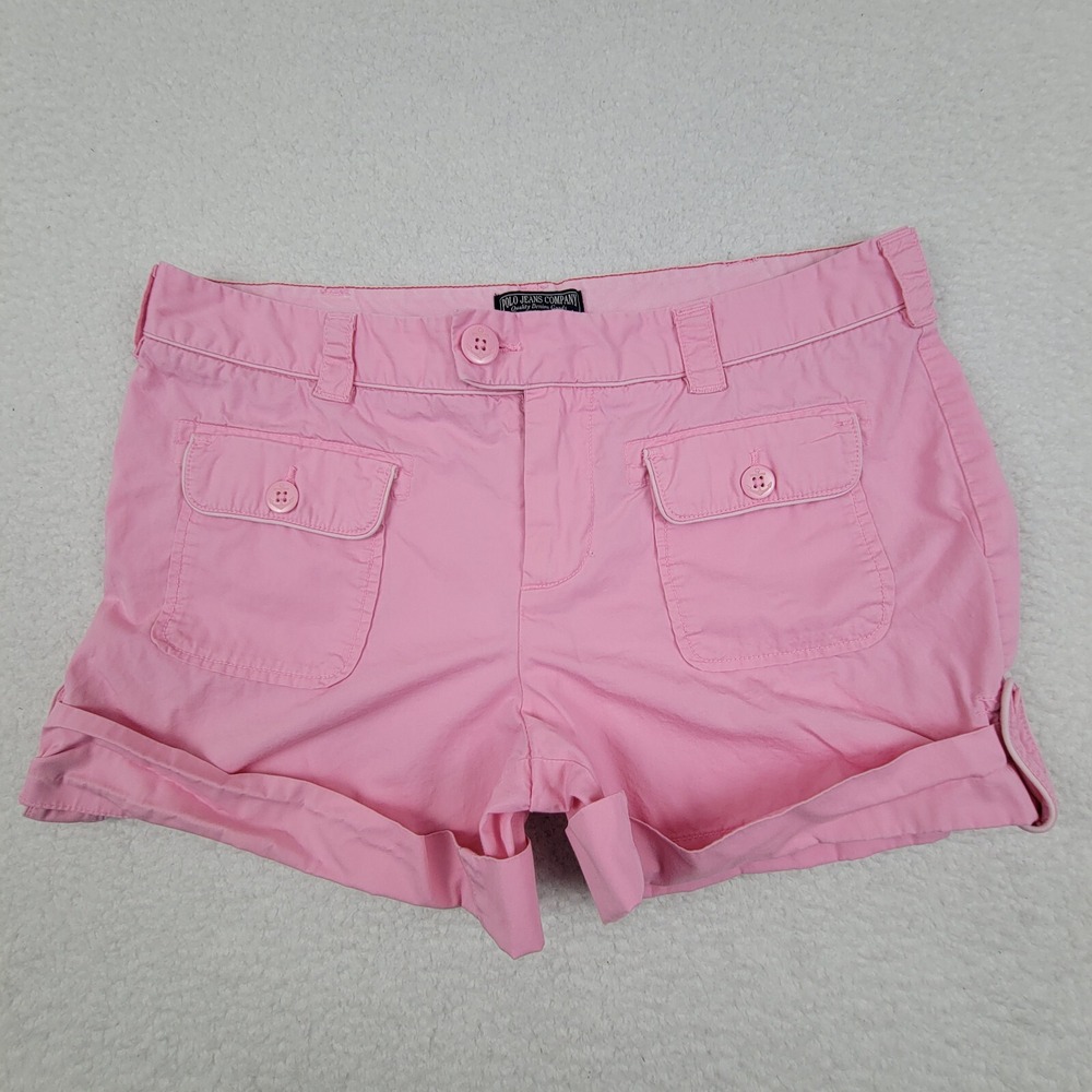 Polo Jeans Company‎ Cuffed Cargo Shorts Womens 8 Pink Cotton Solid Casual 388